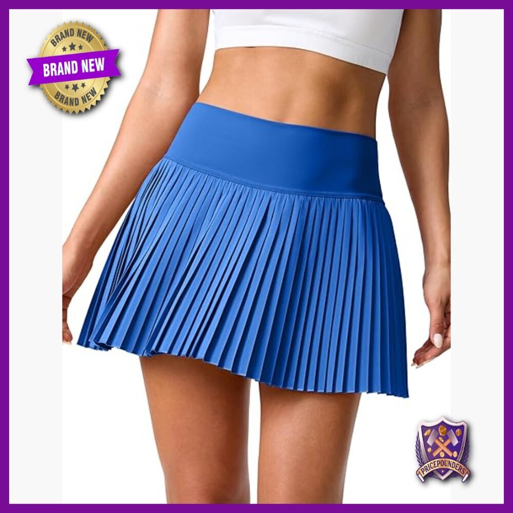 Pleated Athletic Skort with Pockets, High Waisted, Lightweight Quick-Dry Fabric